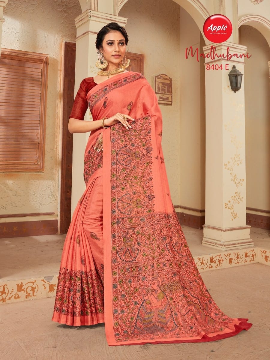 Madhubani Apple Printed Daily Wear Sarees Catalog